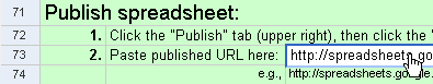 paste the published url into the indicated cell