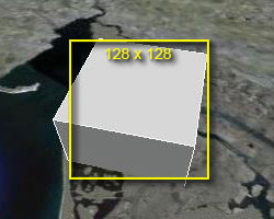 Screenshot - Rechteck auf der Karte mit einem 128-Pixel-Overlay