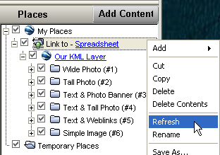 refresh the network link in Google Earth