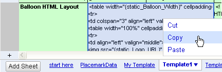 copy the HTML layout