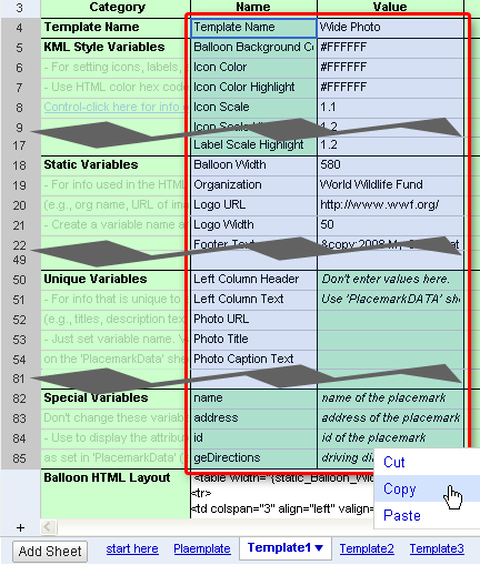 select cells B4 to C85