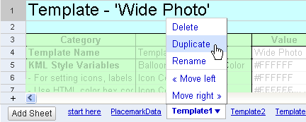 duplicate a sheet