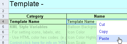 paste copied template variables into cell B4