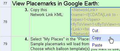 copia KML del link di rete