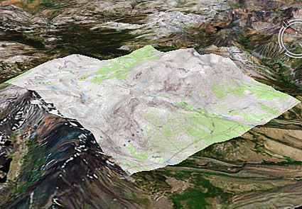 Mappa di sovrapposizione con livello Terreno 3D attivato