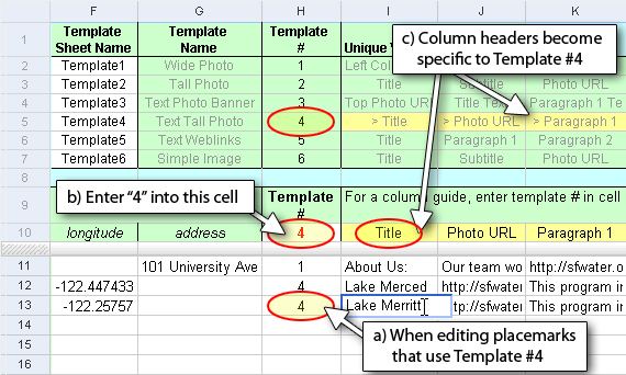 choosing a template for each placemark