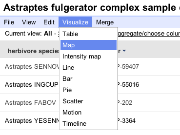 selecting Map on the Visualize menu