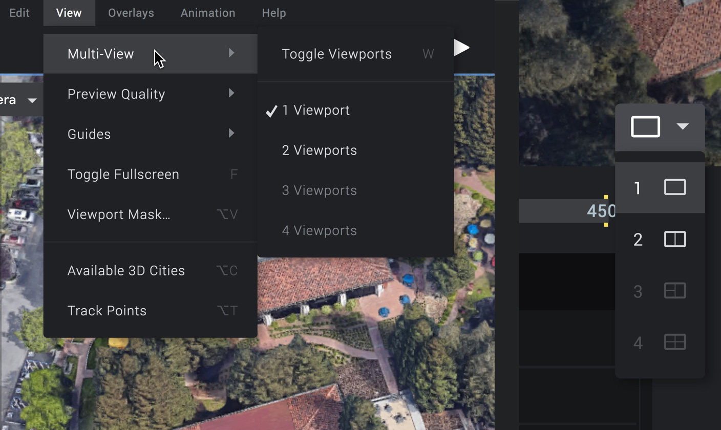 Turning on Multi-View in the menus