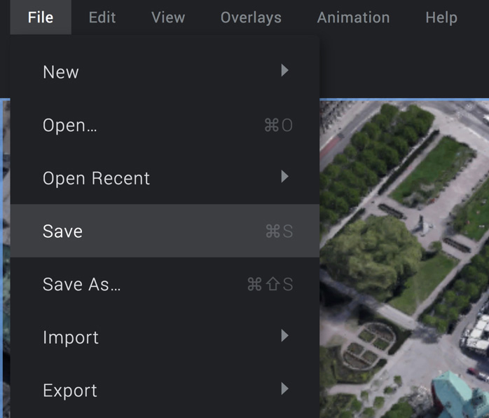 Saving from the File menu